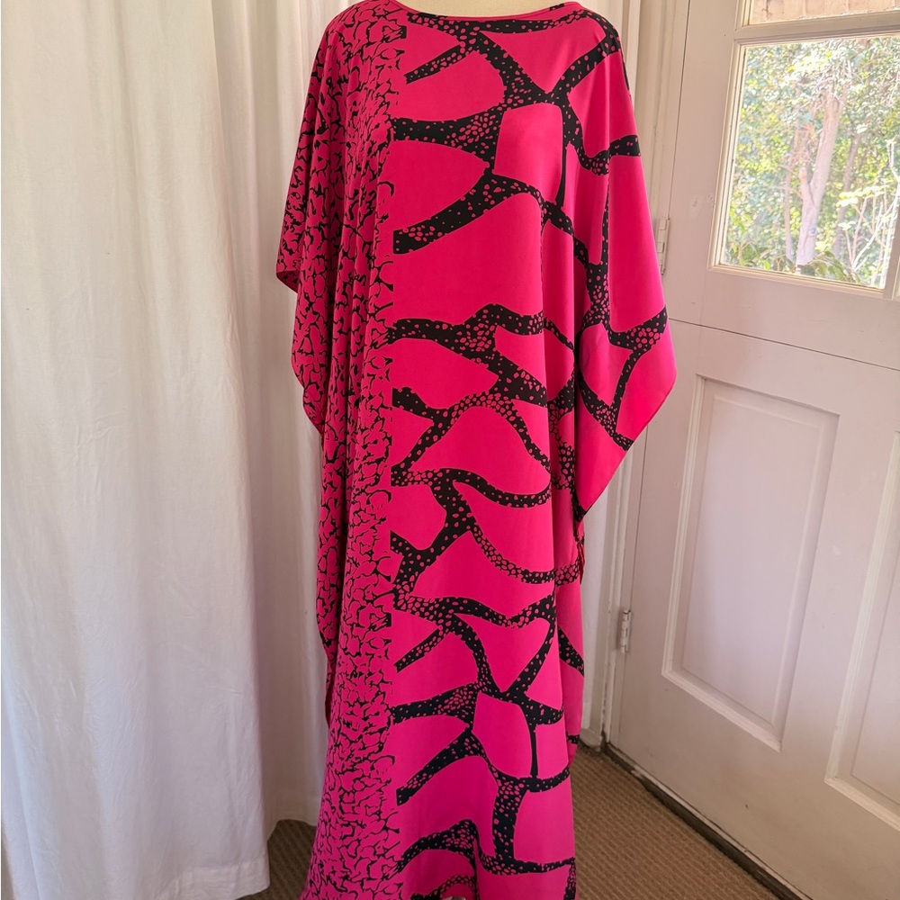 David Brown Pink and Black Abstract Kaftan